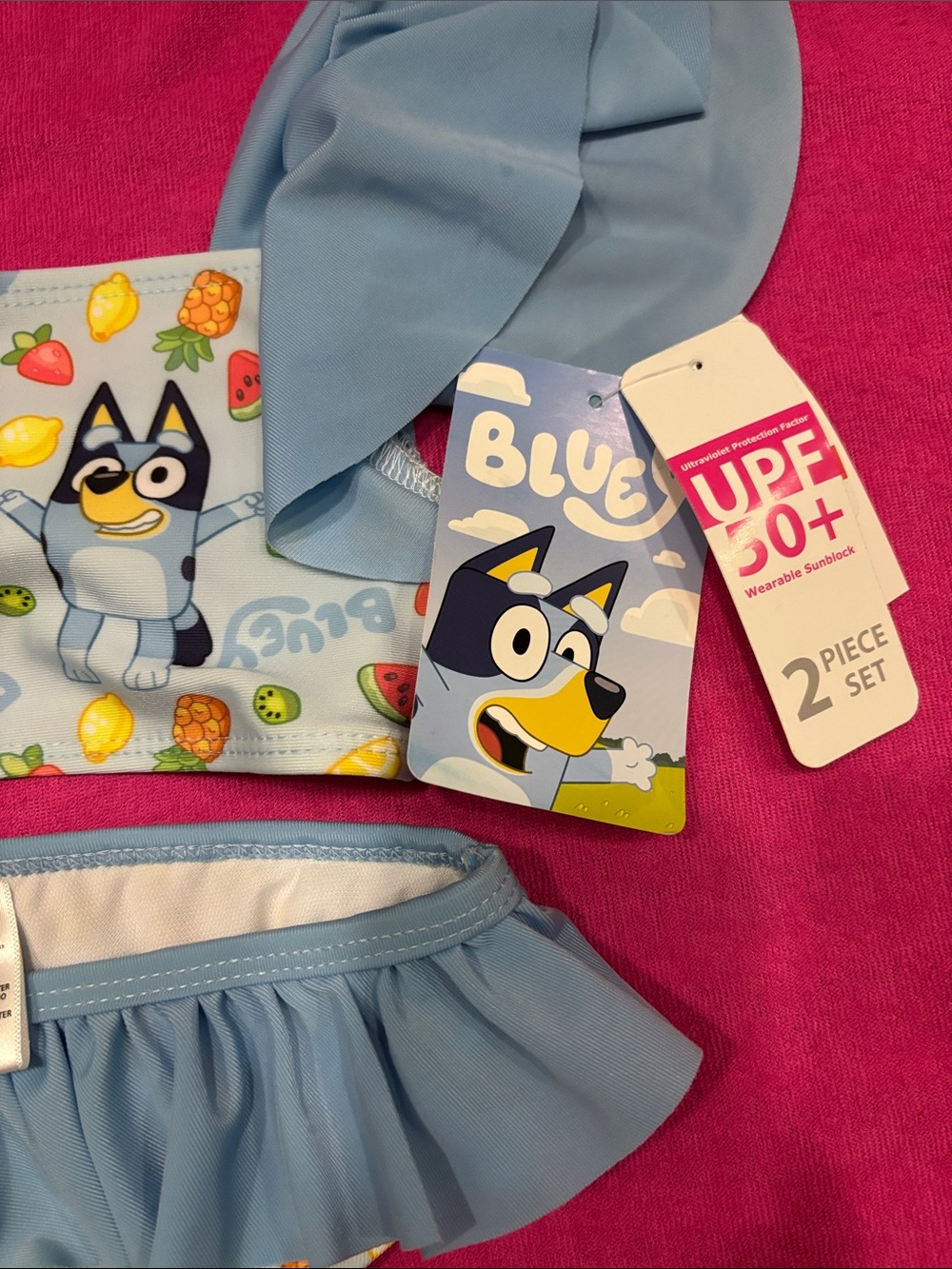 Bluey Girls' Two-Piece Ruffle Swim Set - Light Blue - Picture 2 of 4